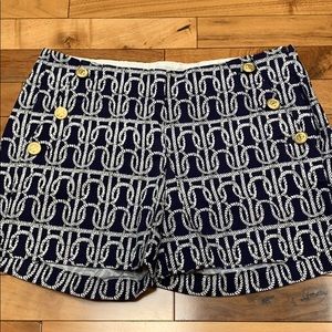 J crew side zip nautical shorts